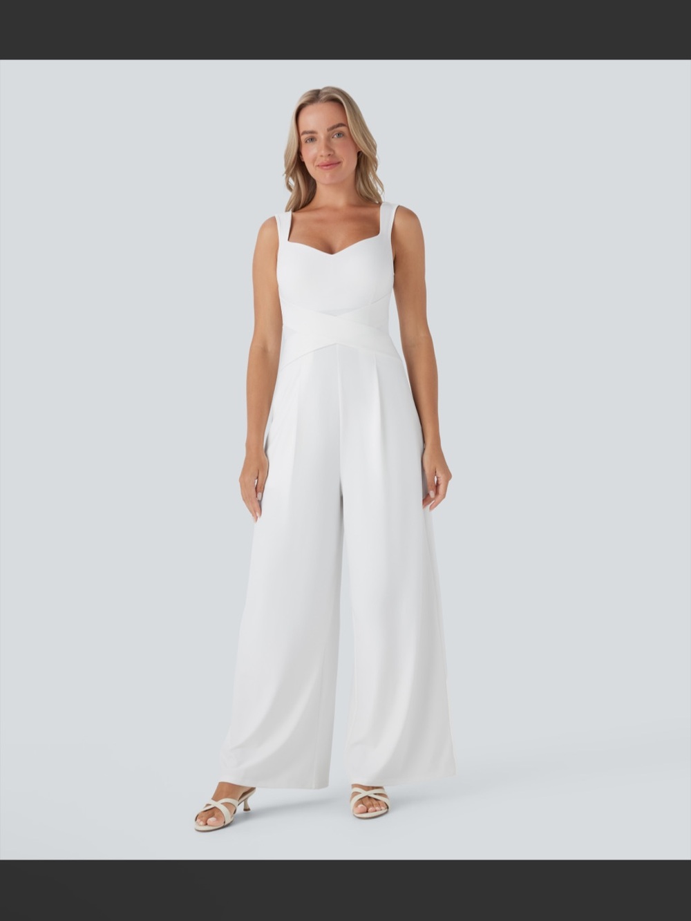Halara White Wide-Leg Jumpsuit with pockets